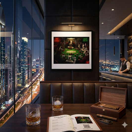 Framed Canvas Dog Poker Art for World Tournament Enthusiasts