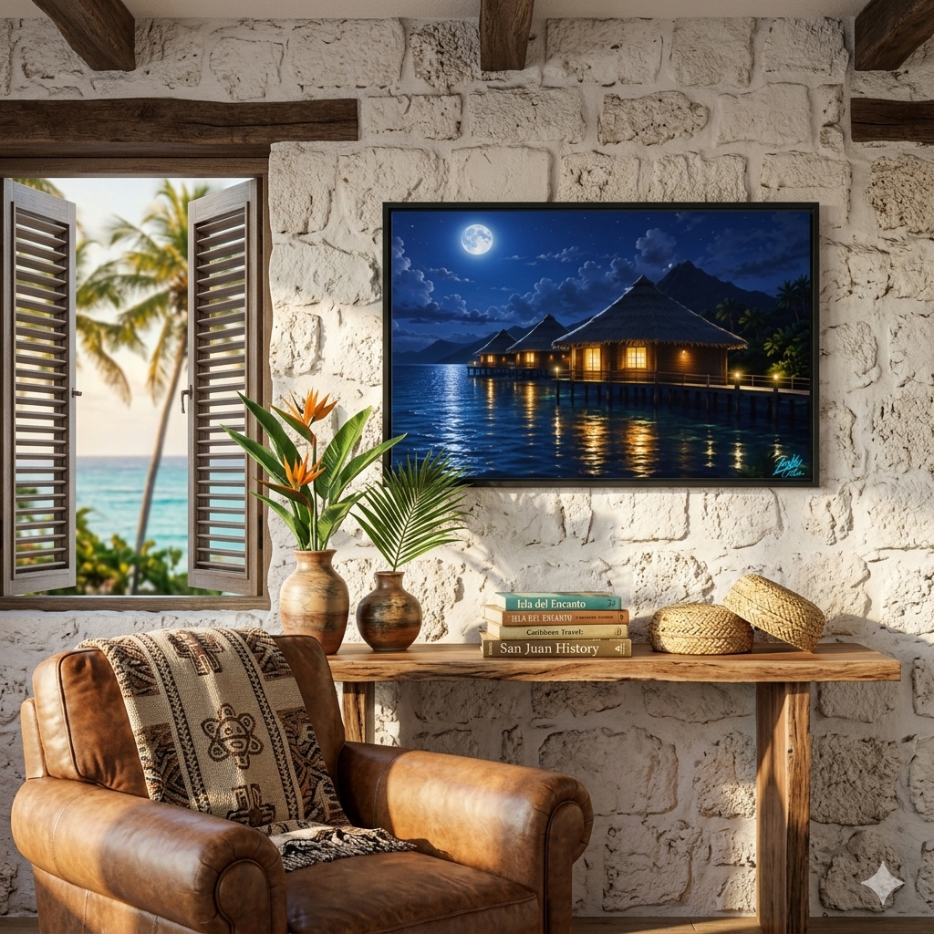 Framed canvas bungalow artwork utopia - Juanky Studio