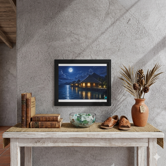 Framed canvas bungalow artwork utopia - Juanky Studio