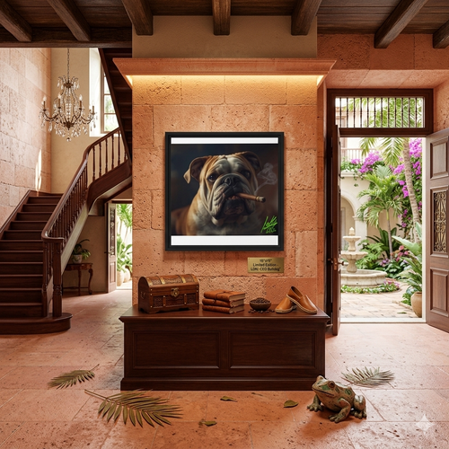Framed canvas the dude bulldog - Juanky Studio