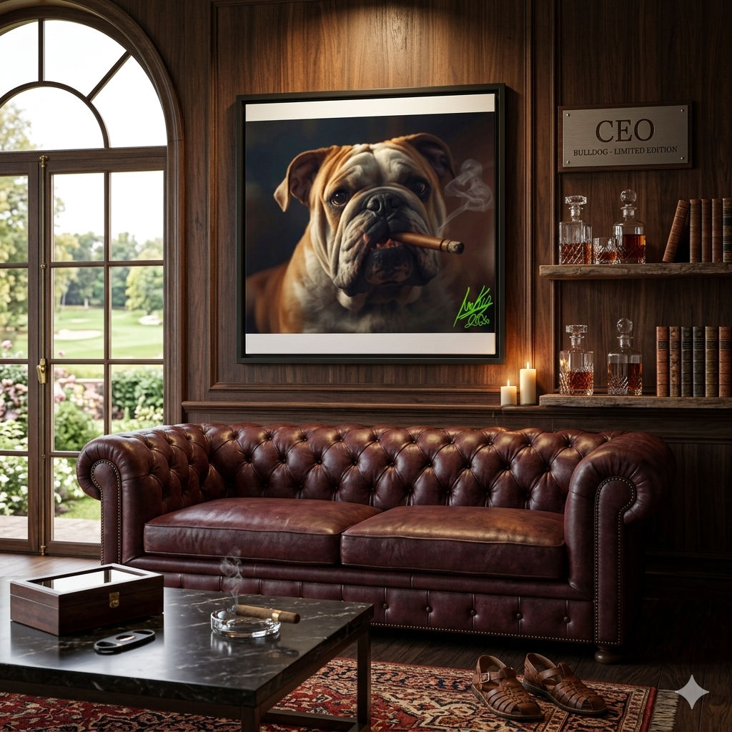 Framed canvas the dude bulldog - Juanky Studio